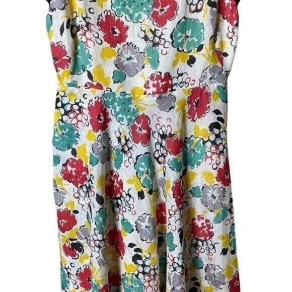 J. Peterman Women Linen Midi Dress Size 4 Floral 60's Rockabilly Pin-Up … - Picture 5 of 12